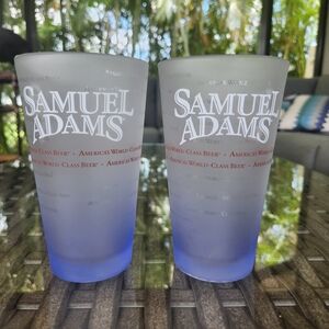 Set Of 2:  Samuel Adams Frosted Pint Glasses "America's World Class Beer" Bar
